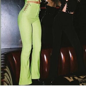 Princes Polly Lime Green Lace-Up Flare Pants